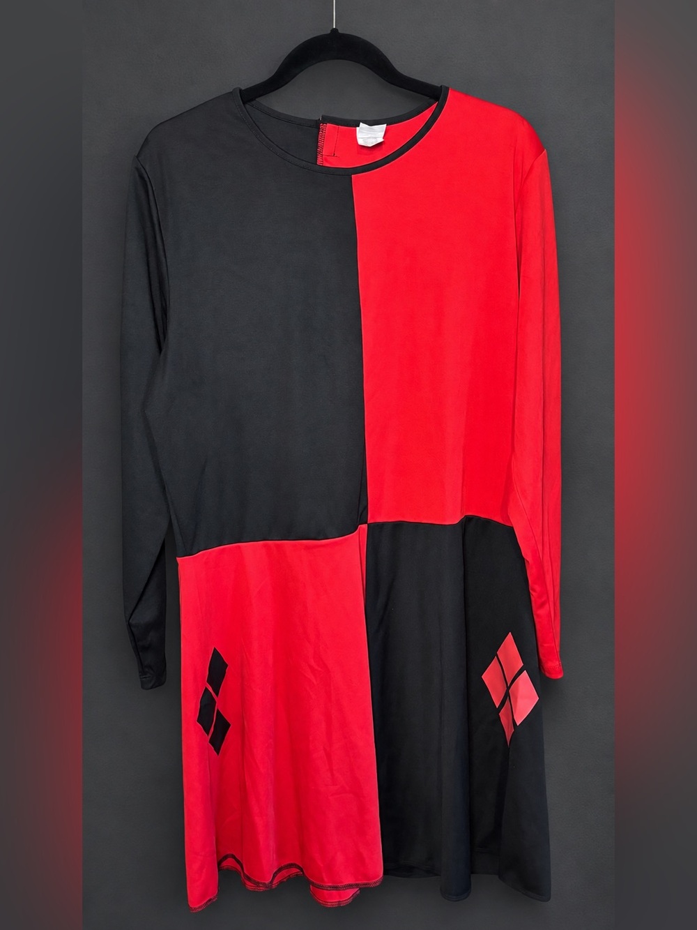 DC Harley Quinn Costume Dress 1X Red Black Jester Halloween Cosplay
